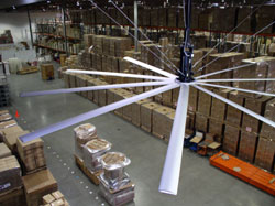A MegaFan located in a warehouse environment
