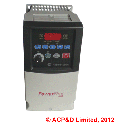 Allen Bradley PowerFlex 40 inverter, type: 22B-D010N104 - 400 Animated